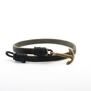 Bracelet en Cuir Attache Ancre Espoir Couleur Brass
