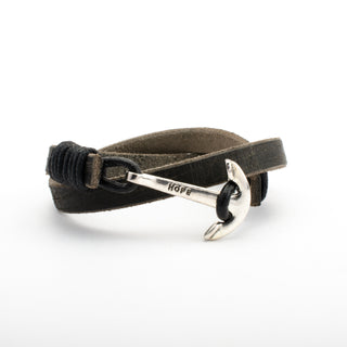 Bracelet Leather Hope Anchor Silver Hook