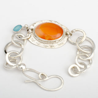 Bracelet Rondo Chalcedony Carnelian Sterling Silver Handmade Jewelry