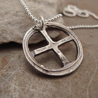 Celtic Cross Silver Pendant Necklace Left
