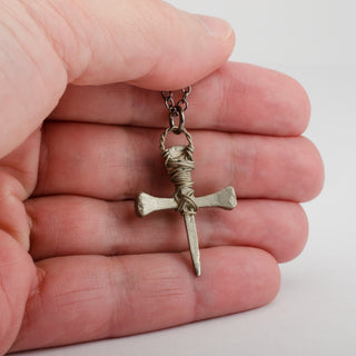 Knights Templar Bronze Nails Cross Necklace Medieval Pendant Handmade Men's Jewelry
