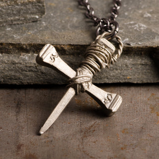 Knights Templar Bronze Nails Cross Necklace Medieval Pendant Handmade Men's Jewelry