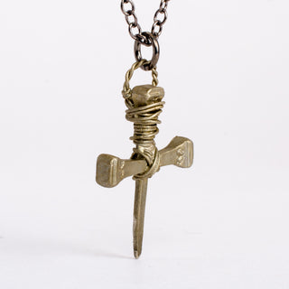 Croix Chevaliers Templiers Clous Bronze Collier Pendentif Bijou Fait Main