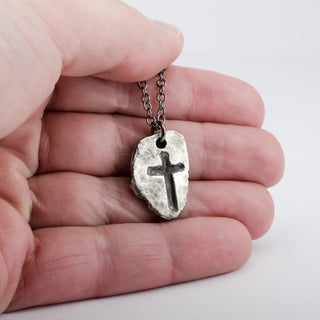 Medieval Cross Gothic Guitar Pick Pendant Necklace Sterling Silver Jewelry