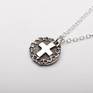 Cross Rose Silver Pendant Necklace Side