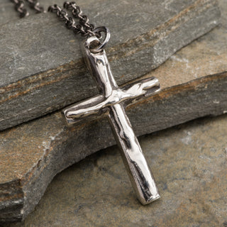 Cross Ripples Pendant Necklace Sterling Silver Jewelry