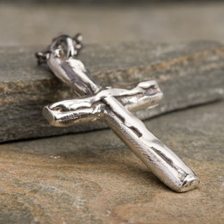 Cross Ripples Pendant Necklace Sterling Silver Jewelry