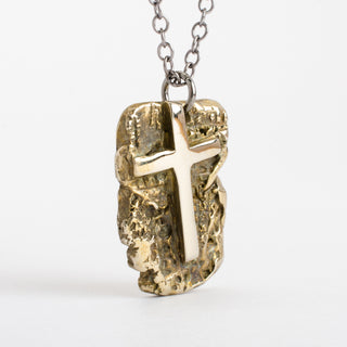 Cross Moses Tablet Bronze Pendant Necklace Handmade Jewelry