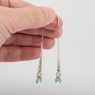 Earrings Dangle Sling Sterling Silver Swarovski Crystals Handmade Jewelry