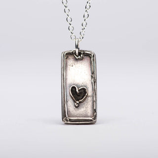 Elegant Heart Tag Silver Pendant Necklace Front