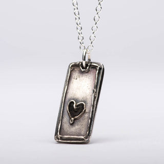 Elegant Heart Tag Silver Pendant Necklace Right