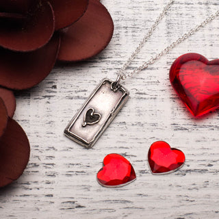 Elegant Heart Tag Silver Pendant Necklace Valentines Day