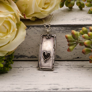 Elegant Heart Tag Silver Pendant Necklace Mothers Day