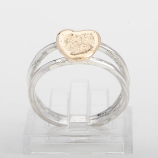 Gold and Silver Ring Heart Of Gold Handmade Women Jewelry
