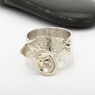 Gold and Silver Ring Makara Handmade Women Jewelry
