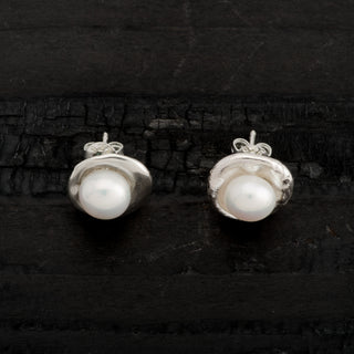 Pearl Stud Earrings Oceana 925 Sterling Silver Handmade Jewelry