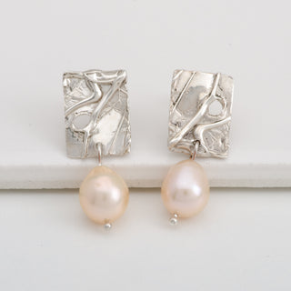 Pearl Stud Earrings Solana 925 Sterling Silver Handmade Jewelry