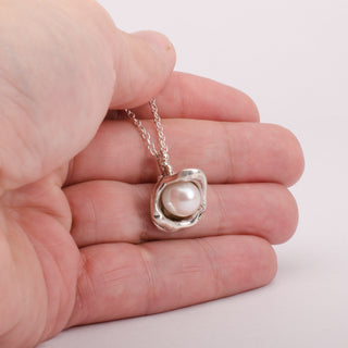 Pearl Orca Pendant Necklace Sterling Silver Handmade Women Jewelry
