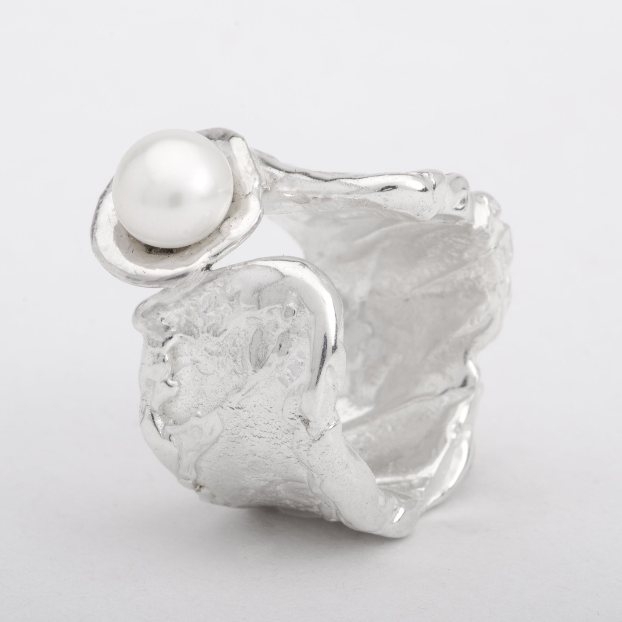 Silver Ring Adjustable Kai Momi White Cultured Pearl Jewelry – Carmin &  Flint