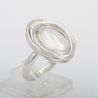 Silver Ring Keshi White Pearl Jewelry