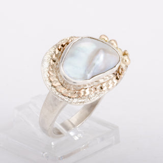 Pearl Gold and Silver Ring Marina Handmade Women Jewelry