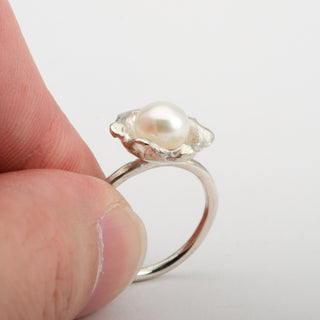 Silver Ring Ciara Pearl Handmade Jewelry