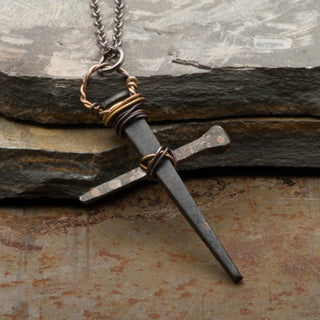 Rusty Nails Cross Necklace Medieval Pendant Handmade Men's Jewelry