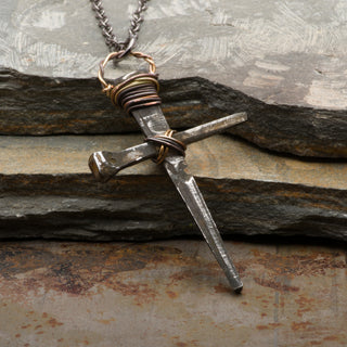 Rusty Nails Cross Necklace Medieval Pendant