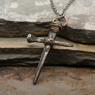 Rusty Nails Cross Necklace Medieval Pendant Handmade Men's Jewelry