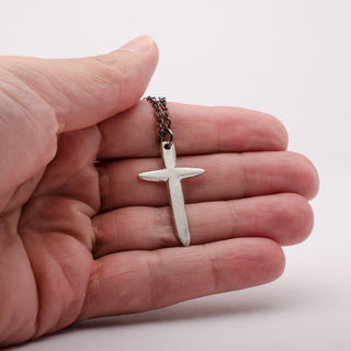 Cross Edge Style Pendant Necklace Sterling Silver Handmade Jewelry