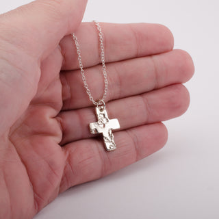 Cross Daisy Flower Pendant Necklace Sterling Silver Handmade Jewelry