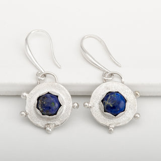 Earrings Kuti Lapis Lazuli Gemstone Sterling Silver Handmade Jewelry