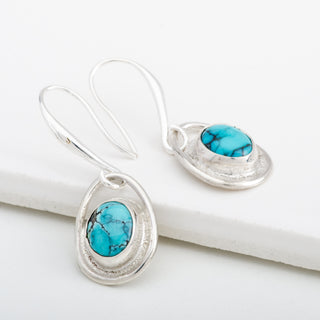 Earrings Thassos Turquoise Gemstone Sterling Silver Handmade Jewelry
