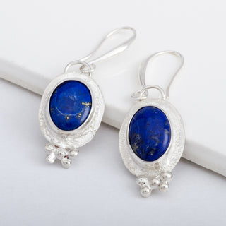 Boucles d'Oreilles Ulani Lapis Lazuli Argent Sterling Bijou Fait Main