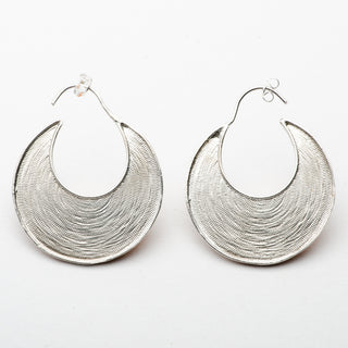Earrings Hoop Tribal Sterling Silver Half Moon Sun Handmade Jewelry