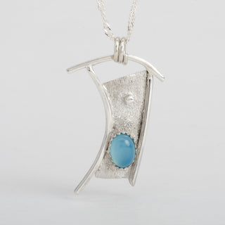 Pendant Necklace Flamenco Chalcedony Gemstone Sterling Silver Handmade Jewelry