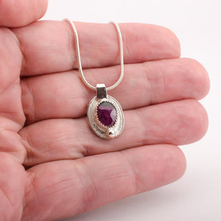 Pendant Necklace Mori Ruby-Zoisite Gemstone Sterling Silver Handmade Jewelry