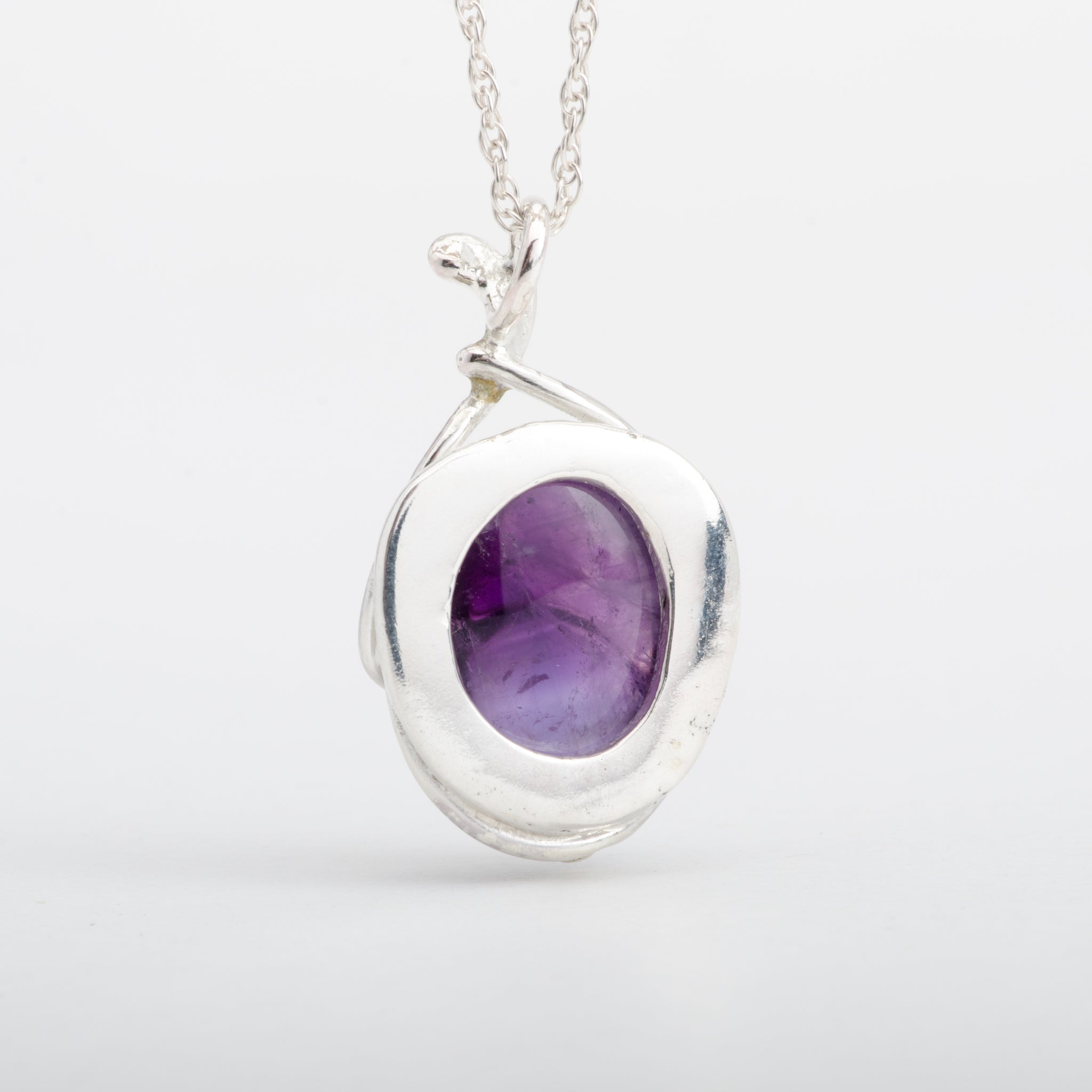 Pendentif rond en améthyste fait main : bijoux pour femme en argent sterling 925 - France Pendentif rond en améthyste fait main : bijoux pour femme en argent sterling 925 - France