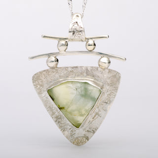 Pendant Necklace Torii Prehnite Gemstone Sterling Silver Handmade Jewelry