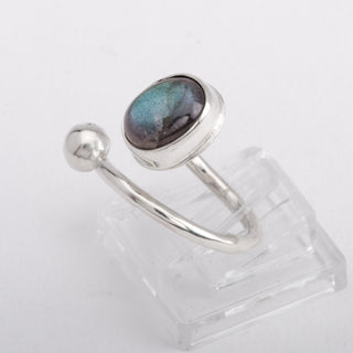 Silver Ring Adjustable Avalon Labradorite Gemstone Jewelry