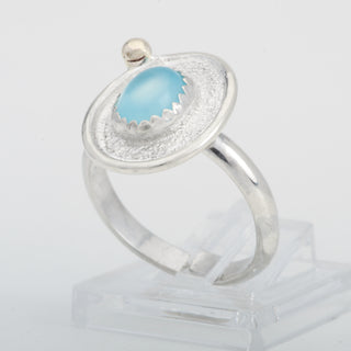 Silver Ring Adjustable Kiko Chalcedony Gemstone Jewelry