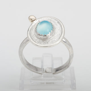 Silver Ring Adjustable Kiko Chalcedony Gemstone Jewelry