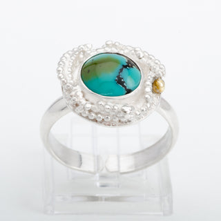 Silver Ring Adjustable Mikonos Turquoise Gemstone Jewelry