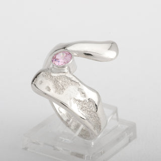 Silver Ring Adjustable Kai Nalu Pink Zirconia Jewelry
