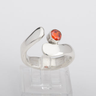 Silver Ring Adjustable Kai Ula Ula Red Zirconia Jewelry