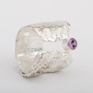 Silver Ring Adjustable Kai Poni Amethyst Zirconia Jewelry