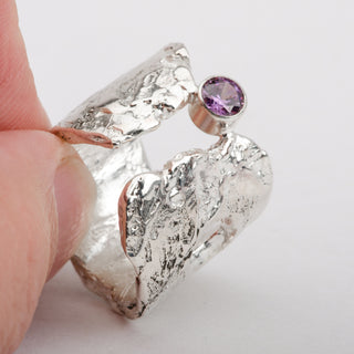 Silver Ring Adjustable Kai Poni Amethyst Zirconia Jewelry