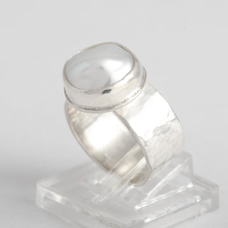 Silver Ring Asura White Pearl Handmade Jewelry