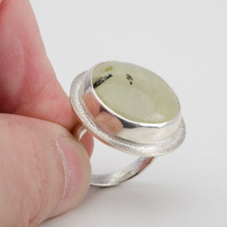 Bague Roma Argent Sterling Prehnite Gemme Bijou Fait Main