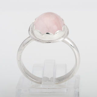 Silver Ring Adjustable Rosa Rose Quartz Gemstone Jewelry